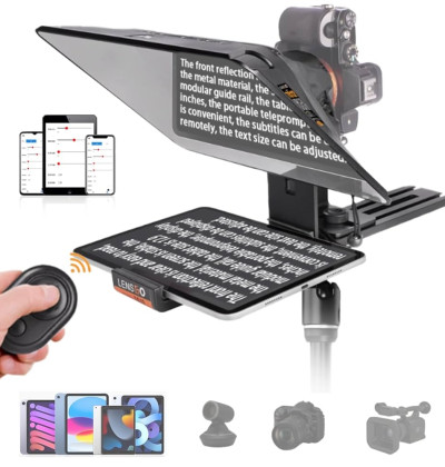 LENSGO TC12 Teleprompter 12 inch for DSLR Smartphone & Tablets