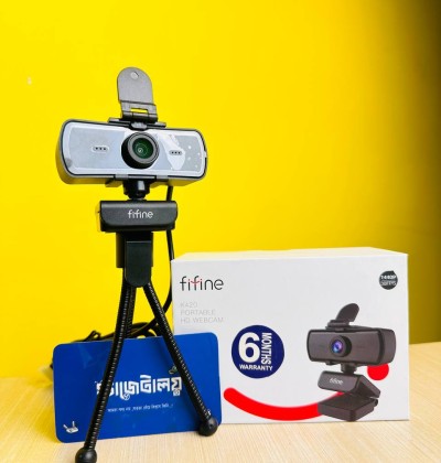 Fifine K420 Webcam 1440P, 2K Web Camera with Privacy Cover & Tripod for Laptop Desktop, Plug & Play 4MP HD USB Webcam with Built-in Mic for Live Streaming, Zoom Meeting, Online Class, Video Calling